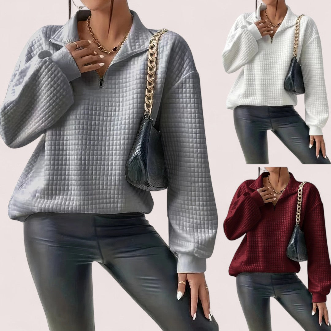 Linnea Stockholm | Chic Vaffletröja med Dragkedja