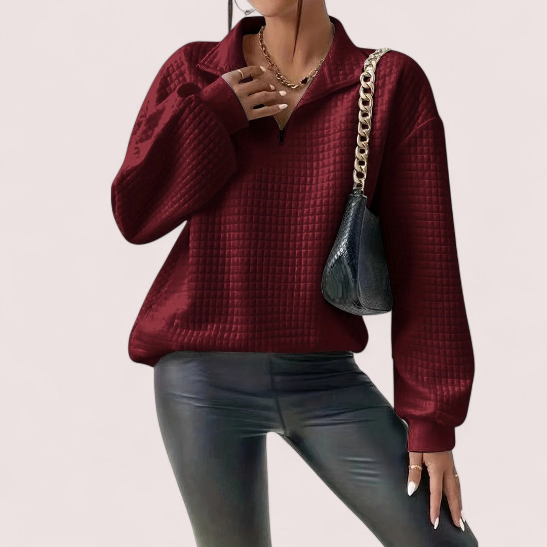 Linnea Stockholm | Chic Vaffletröja med Dragkedja