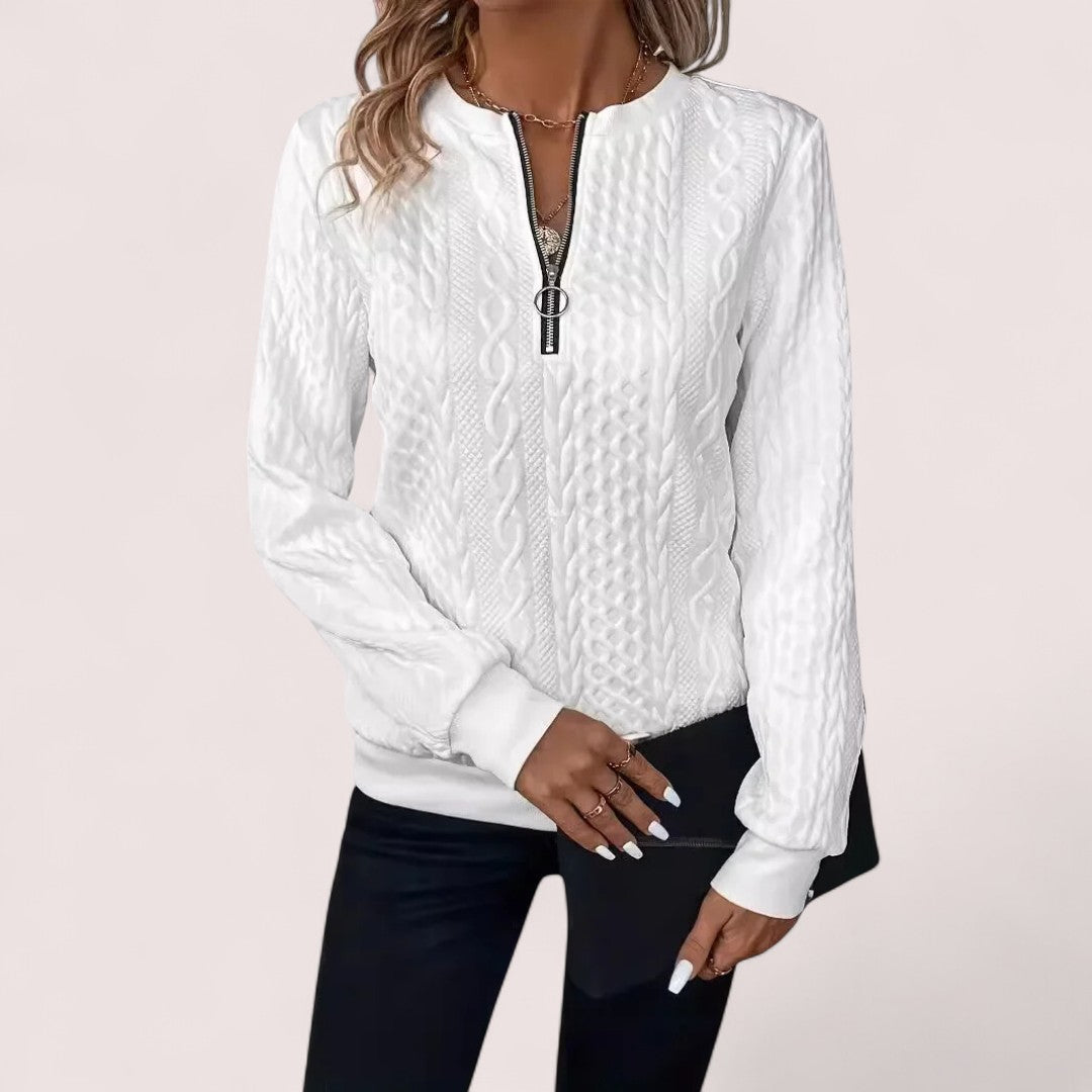 Linnea Stockholm | Elegant Stickad Zip Cardigan