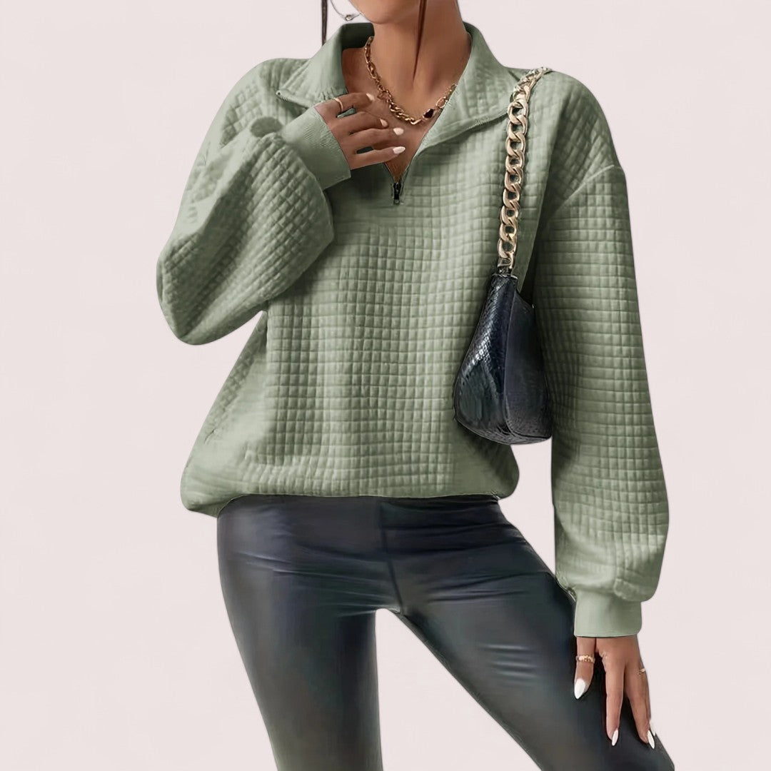 Linnea Stockholm | Chic Vaffletröja med Dragkedja