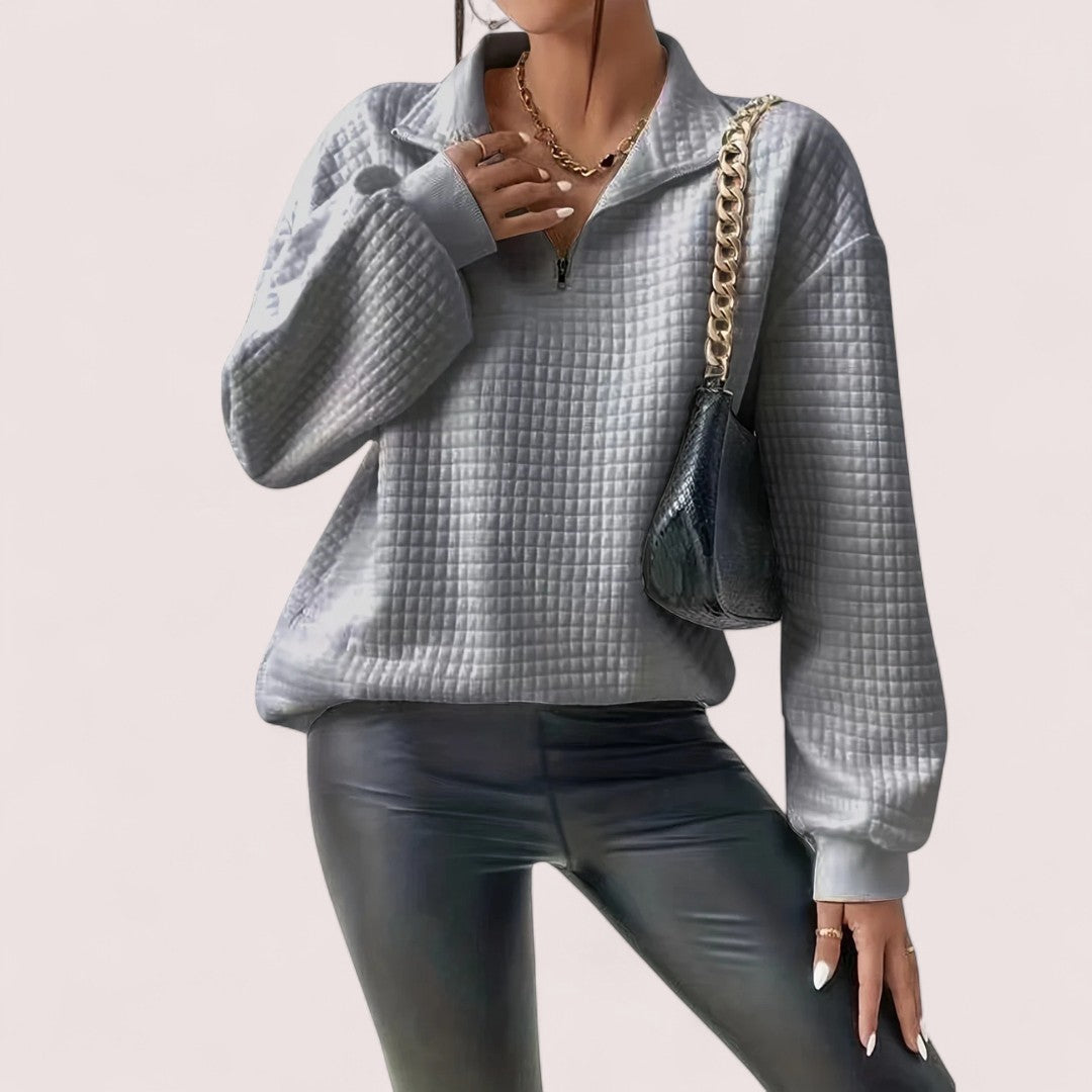 Linnea Stockholm | Chic Vaffletröja med Dragkedja