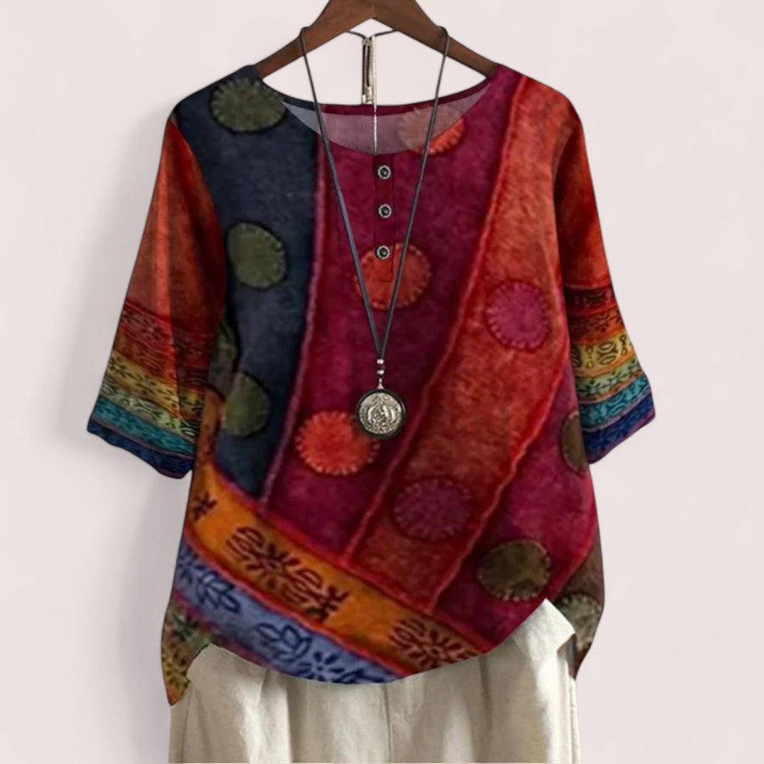 Linnea Stockholm | Majken – Mjuk topp med konstnärligt tryck